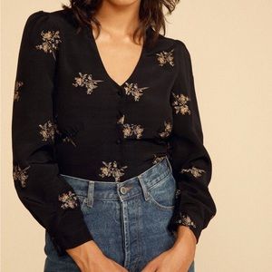 Rouje Black Floral Blouse